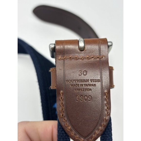 Southern Tide Canvas Leather Belt Men's Size 28 Small Navy Skip Jack - Picture 4 of 9